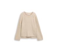 Tom Tailor - Bouclé Strickpullover mit Wollanteil sand stone beige melange - Gr. - XXL
