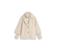 Fellimitatjacke TOM TAILOR "Regular", Damen, Gr. L, beige (cold beige), Web, Obermaterial: 54% Polyamid, 46% Polyester. Futter: 100% Polyester, unifarben, regular fit hüftbedeckend, Rundhals, Lagenopt