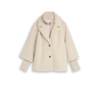 Fellimitatjacke TOM TAILOR "Regular", Damen, Gr. M, beige (cold beige), Web, Obermaterial: 54% Polyamid, 46% Polyester. Futter: 100% Polyester, unifarben, regular fit hüftbedeckend, Rundhals, Lagenopt