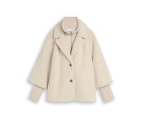 Fellimitatjacke TOM TAILOR "Regular", Damen, Gr. S, beige (cold beige), Web, Obermaterial: 54% Polyamid, 46% Polyester. Futter: 100% Polyester, unifarben, regular fit hüftbedeckend, Rundhals, Lagenopt