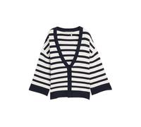 Cardigan TOM TAILOR, Damen, Gr. XL, weiß sky blau knit stripe, Strick, Obermaterial: 85% Viskose, 15% sonstige Fasern, gestreift, loose fit normal, V-Ausschnitt, Strickjacken, mit Streifen Muster (441