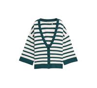 Cardigan TOM TAILOR, Damen, Gr. M, weiß grün knit stripe, Strick, Obermaterial: 85% Viskose, 15% sonstige Fasern, gestreift, loose fit normal, V-Ausschnitt, Strickjacken, mit Streifen Muster (78930236