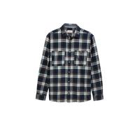 Langarmhemd TOM TAILOR, Herren, Gr. L, N-Gr, navy multicolor check, Jersey, Obermaterial: 100% Baumwolle, kariert, modisch, regular fit taillenbedeckt, Langarm Manschette, Hemden, mit Brusttaschen (41