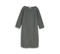 Midikleid TOM TAILOR, Damen, Gr. 42, N-Gr, 3/4 Arm, Strick, schwarz olive melange, Strick, Obermaterial: 71% Polyester, 28% Viskose, 1% Elasthan, unifarben, bequem knielang, U-Boot-Ausschnitt, abgeste