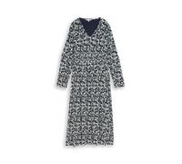 Midikleid TOM TAILOR, Damen, Gr. 40, N-Gr, blau ginkgo minimal, Jersey, Obermaterial: 100% Polyester, gemustert, regular fit knöchelfrei, V-Ausschnitt, elastischer Bund, Kleider Midikleid, mit All-Ove