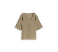 Tom Tailor - Crinkle T-Shirt mit V-Ausschnitt grün - Gr. - M