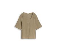 Tom Tailor - Crinkle T-Shirt mit V-Ausschnitt olive white structure - Gr. - XXL