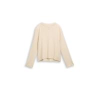 Tom Tailor Damen Cropped Strickpullover mit Stehkragen 36844 Sand Stone Beige Melange Gr. M