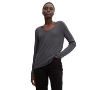 TOM TAILOR Damen 1012976 Basic Strickpullover Mit V-Ausschnitt, 30281 - Evident Anthracite Melange, S EU
