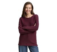 Rundhalspullover TOM TAILOR, Damen, Gr. XS (34), bordeaux rot, Strick, Obermaterial: 100% Baumwolle, unifarben, regular fit normal, U-Boot-Ausschnitt, Pullover Rundhalspullover, aus Rippstrick (788073
