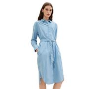 TOM TAILOR Damen 1032517 Blusenkleid mit Brusttasche & Bindegürtel, 30198 - Blue White Thin Stripe, 40