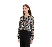 TOM TAILOR Damen 1033696 Langarmshirt mit Muster, 30720 - Shapes Design Cosy Fabric, XL