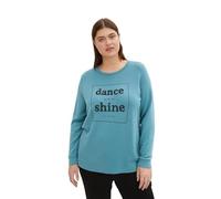 TOM TAILOR Damen 1035023 Plussize Sweatshirt mit Glitzer-Print, 13222 - Pastel Teal, 46 Große Größen