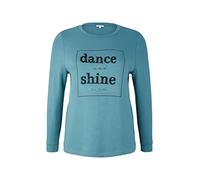 TOM TAILOR Damen 1035023 Plussize Sweatshirt mit Glitzer-Print, 13222 - Pastel Teal, 46 Große Größen