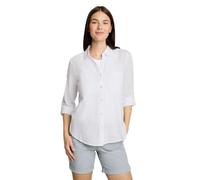 Langarmbluse TOM TAILOR "Regular", Damen, Gr. 46, weiß, Web, Obermaterial: 100% Baumwolle, regular fit hüftbedeckend, V-Ausschnitt, Krempelärmel,mit Knöpfen, Blusen, mit Brusttaschen (88263807-46) wei