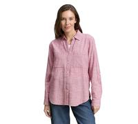 Tom Tailor Langarmbluse With Slub Structure 1035247 kariert 100% Baumwolle Damen Gr. 42 pink