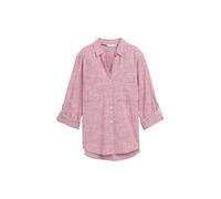 Langarmbluse TOM TAILOR, Damen, Gr. 42, pink (schwarz pink), Web, Obermaterial: 100% Baumwolle, kariert, casual, regular fit hüftbedeckend, V-Ausschnitt, Langarm mit Knöpfen,Krempelärmel, Blusen, mit