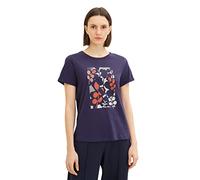 TOM TAILOR Damen 1035470 T-Shirt mit Print, 11331 - Atlantic Ocean Blue, XXL