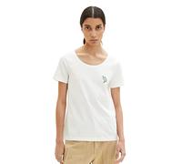 TOM TAILOR Damen 1035471 T-Shirt mit Vogel-Stickerei, 10315 - Whisper White, M
