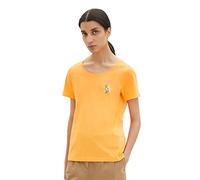 TOM TAILOR Damen 1035471 T-Shirt mit Vogel-Stickerei, 29751 - Bright Mango Orange, XL