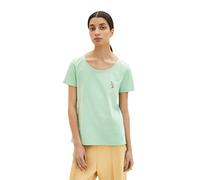TOM TAILOR Damen 1035471 T-Shirt mit Vogel-Stickerei, 31034 - Okra Green, XL