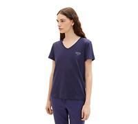 TOM TAILOR Damen 1035853 T-Shirt mit V-Ausschnitt, 11331 - Atlantic Ocean Blue, S