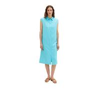 TOM TAILOR Damen 1036664 Leinen Blusenkleid ohne Arm, 26007-Teal Radiance, 34