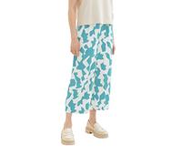 TOM TAILOR Damen 1036866 Culotte Hose, 32146-Petrol Big Abstract Design, 38 / 26L