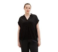 TOM TAILOR Damen 1037305 Plussize Bluse mit Crinkle-Struktur, 14482-Deep Black, 48
