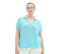 TOM TAILOR Damen 1037305 Plussize Bluse mit Crinkle-Struktur, 26007-Teal Radiance, 52