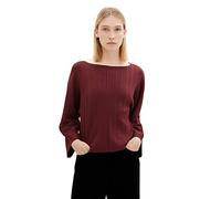 TOM TAILOR Damen 1037791 Plissee Pullover mit Fledermaus-Ärmeln, 10308-Deep Burgundy Red, XXL
