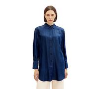 TOM TAILOR Damen 1037877 Basic Jeansbluse Longstyle, 10113-Clean Mid Stone Blue Denim, 44