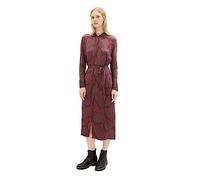 TOM TAILOR Damen 1037934 Satin Maxikleid mit Muster & Bindegürtel, 32363-navy Abstract Lines, 42