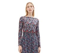TOM TAILOR Damen 1038162 Langarmshirt mit Muster, 32370-navy small tie dye floral, XXL