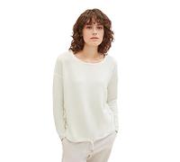 TOM TAILOR Damen 1038177 Sweatshirt mit Struktur & Kordelzug, 10315-Whisper White, S