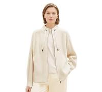 TOM TAILOR Damen 1038701 Strickjacke mit Stehkragen, 10354-Soft Beige Solid, L