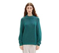 TOM TAILOR Damen 1039977 Pullover mit Stehkragen, 34402-ever Green Plaited Rib, XXL