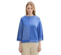 TOM TAILOR Damen 1042971 Pullover mit Struktur, 36342-Calm Blue Patched Rib Knit, M