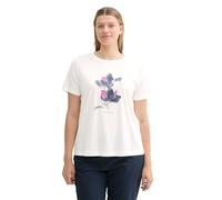 TOM TAILOR Damen 1043748 Plussize Basic T-Shirt mit Blumenprint aus Baumwolle, 10332-Off White, 46