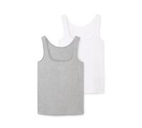 TOM TAILOR Damen 1044789 Basic Top im Doppelpack, 21373-Medium Silver Grey Melange, XS