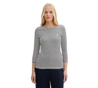 TOM TAILOR Damen 1045535 T-Shirt, 37370 - Offwhite Navy Regular Stripe, XXL EU