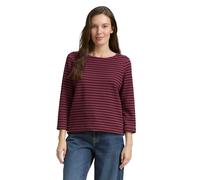Langarmshirt TOM TAILOR, Damen, Gr. L (40), oxblood rot stripe, Obermaterial: 75% Baumwolle, 20% Polyester, 5% Elasthan, casual, loose fit taillenbedeckt, Rundhals, 3/4-Ärmel Umschlagsaum, Shirts, mit