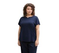 Tom Tailor - Plus Size - T-Shirt im Material-Mix real navy blue - Gr. - 54