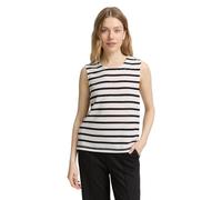 TOM TAILOR Damen 1046433 Top, 38305-Black Off White Stripe, L