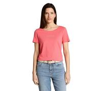 Tom Tailor Regular Fit T-Shirt mit Label-Schriftzug in Koralle, Größe XXXL