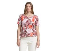 TOM TAILOR Damen 1047156 T-Shirt, 38010 - Red Cut Leaves Design, 52 Große Größen EU