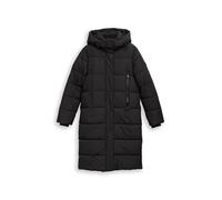 Steppmantel TOM TAILOR, Damen, Gr. M, deep schwarz, Steppware, Obermaterial: 100% Polyester. Futter: 100% Polyester, Strukturmuster, unifarben, regular fit kniebedeckend, elastischer Bund, Mäntel, mit