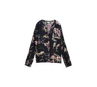 Tom Tailor Loose Fit Bluse – reine Viskose, großes Blumenmuster, Marine, Gr. 40
