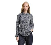 Hemdbluse TOM TAILOR, Damen, Gr. 44, navy abstract dot design, Web, Obermaterial: 53% Baumwolle, 47% Modal, bedruckt, gemustert, casual, regular fit Po-bedeckend, Langarm Manschette, Blusen, mit Muste