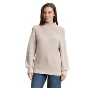 Strickpullover TOM TAILOR, Damen, Gr. XXL, soft taupe rib structure, Rippstrick, Obermaterial: 65% Baumwolle, 30% Polyamid, 5% Wolle, Strukturmuster, loose fit taillenbedeckt, ohne Ausschnitt, Rippbün